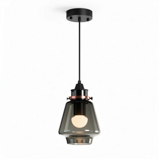 Lampa wisząca szklana w kolorze czarnym z metalowymi elementami 30 x 30 x 40cm